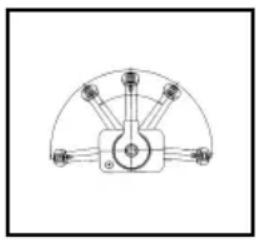 Pure mechanical diagram of a piston assembly without any text, numbers, or symbols