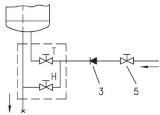 graph TD A["Top Tank"] --> B["Valve 1"] B --> C["Valve 2"] C --> D["Valve 3"] D --> E["Valve 4"] E --> F["Valve 5"] G["Downward Arrow"] --> H["Downward Arrow"]