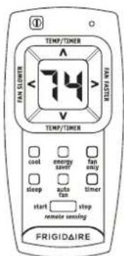 TEMP/TIMER A A 24 V TEMP/TIMER COAT energy fan tan only sleep auto fan timer start stop remote sensing FRIGIDAIRE