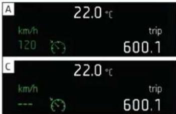 A km/h 120 22.0 °C trip 600.1 C km/h --- 22.0 °C trip 600.1