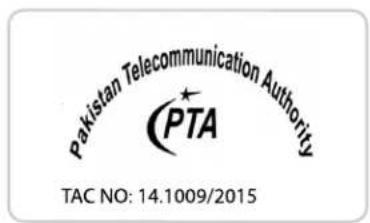 Pakistan Telecommunication Authority PTA TAC NO: 14.1009/2015