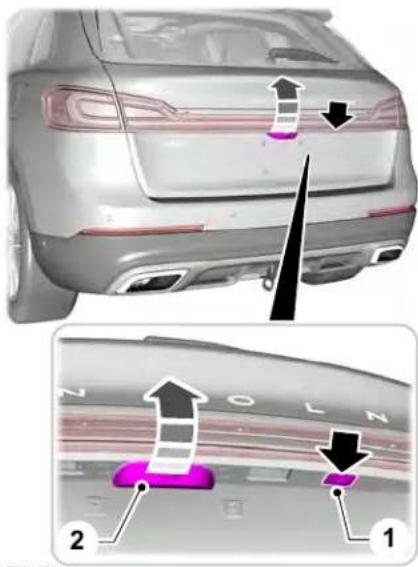 Technical diagram showing car rear bumper and side-mounted sensor placement with labeled components 1, 2, and '3' for detection or tracking.