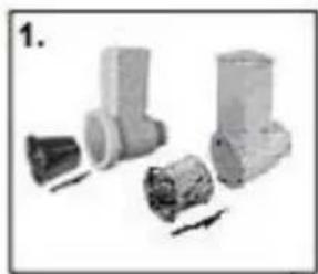 Three mechanical components or parts arranged in a row. No visible text or symbols.