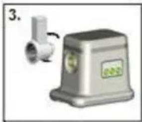 Illustration of a stainless steel industrial machine with a pipe fitting (no text or symbols visible)
