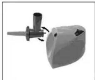 Mechanical component with a cylindrical shaft and housing, showing motion arrows. No text or symbols.