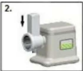 Illustration of a mechanical device with a downward arrow and label.