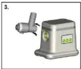 3D rendering of a kitchen grater with a handle and control panel (no text or symbols visible).