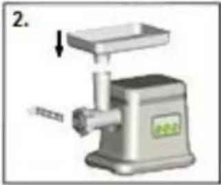 Illustration of a manual kitchen tool with a handle and base. No text or symbols.