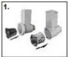 Three mechanical components labeled '1.'.