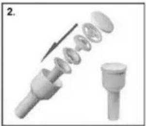 Mechanical assembly diagram showing a cylindrical component with internal components and an arrow indicating motion (no text or symbols)
