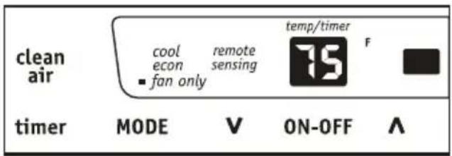 clean air cool remote temp/timer F econ sensing ■ fan only