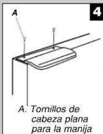 A A. Tornillos de cabeza plana para la manija