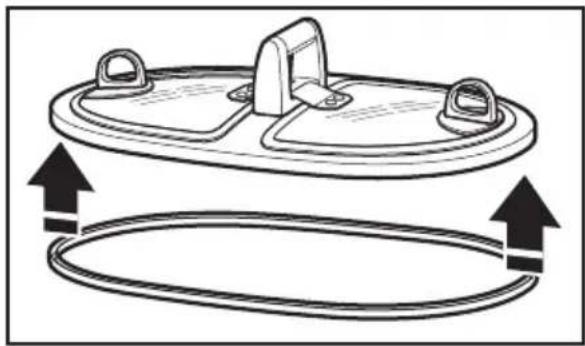 Diagram of a mechanical component with two circular loops and directional arrows indicating motion or force (no text or symbols)