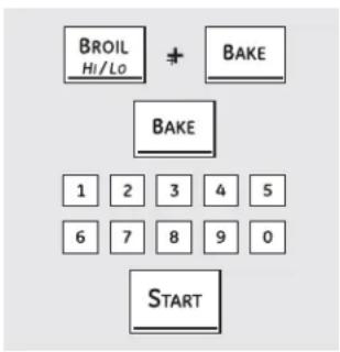 BROIL HI/LO + BAKE BAKE 1 2 3 4 5 6 7 8 9 0 START