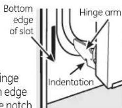 Bottom edge of slot Hinge arm Hinge edge e notch Indentation