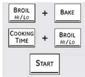 BROIL Hi/Lo + BAKE COOKING TIME + BROIL Hi/Lo START