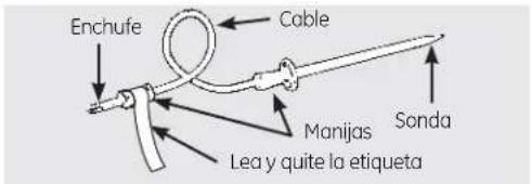 Enchufe Cable Manijas Sonda Lea y quite la etiqueta