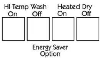 HI Temp Wash Heated Dry On Off On Off Energy Saver Option