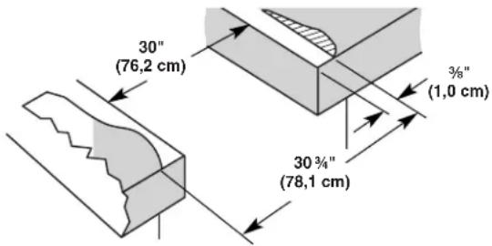 30" (76,2 cm) 30¾" (78,1 cm) 3½" (1,0 cm)