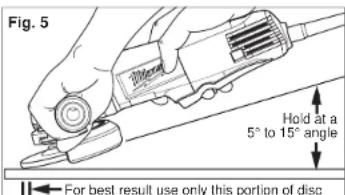 Fig. 5 Hold at a 5° to 15° angle For best result use only this portion of disc