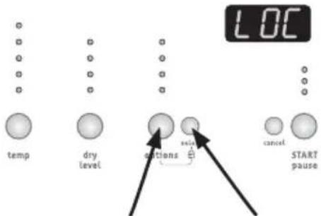 temp dry level settings enable cancel START pause LOC