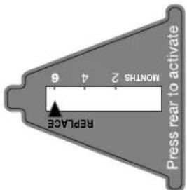 MONTHS 2 4 6 REPLACE Press rear to activate