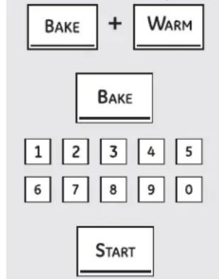 BAKE + WARM BAKE 1 2 3 4 5 6 7 8 9 0 START
