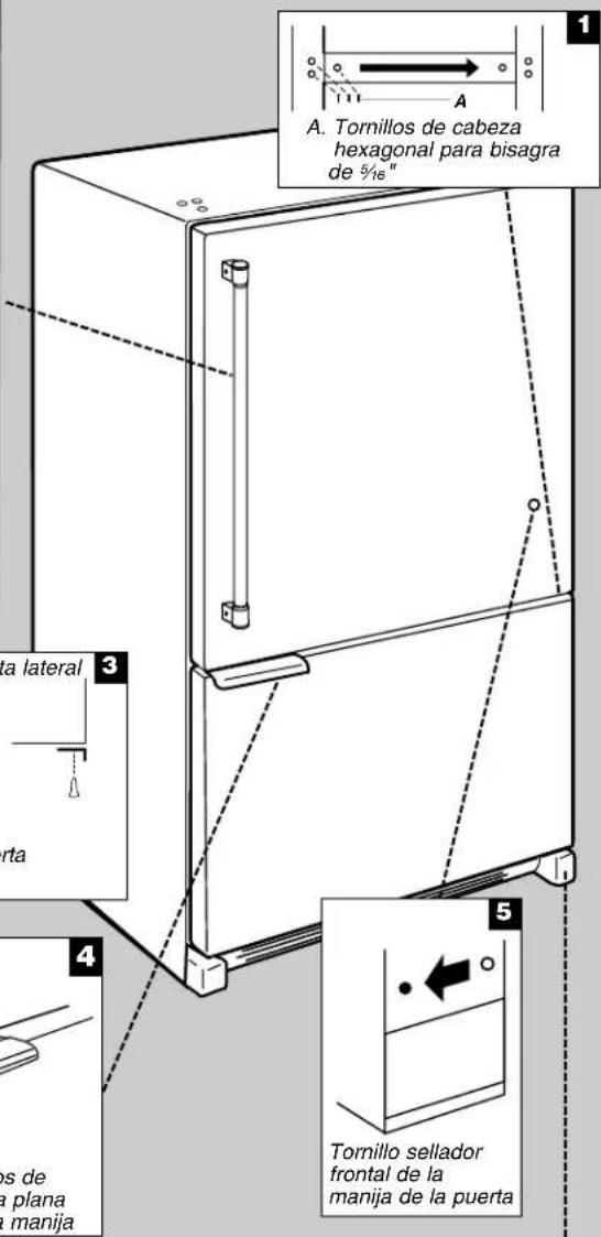 A. Tornillos de cabeza hexagonal para bisagra de 5/16" 3 4 5 Tornillo sellador frontal de la manija de la puerta