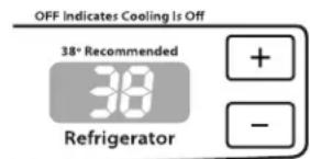 OFF Indicates Cooling Is Off 38° Recommended 38 Refrigerator + - -