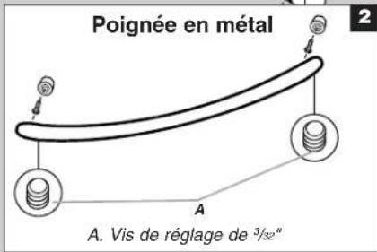 Poignée en métal A. Vis de réglage de 3/32"