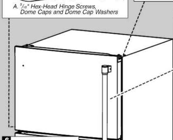 A. 5/16" Hex-Head Hinge Screws, Dome Caps and Dome Cap Washers
