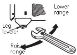Lower range Leg leveler Raise range