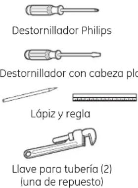 Destornillador Philips Destornillador con cabeza pla Lápiz y regla Llave para tubería (2) (una de repuesto)