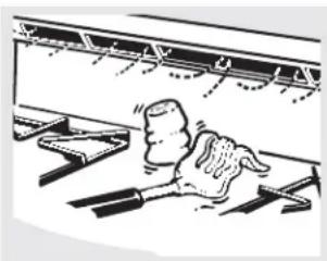 Illustration of a hand pressing down on a surface with no visible text or symbols