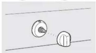 Simple line drawing of a knob and handle on a horizontal line (no text or symbols)
