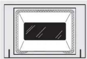 Simple diagram of a rectangular frame with a central dark rectangle and diagonal lines, no text or symbols present.