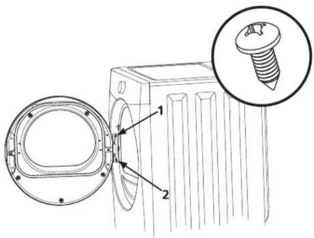Technical diagram showing a screw assembly with labeled parts and an inset close-up of the screw detail