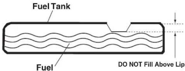 Fuel Tank Fuel DO NOT Fill Above Lip