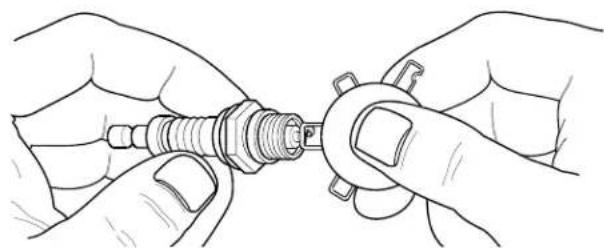 Line drawing of two hands holding a screwdriver (no text or symbols present)