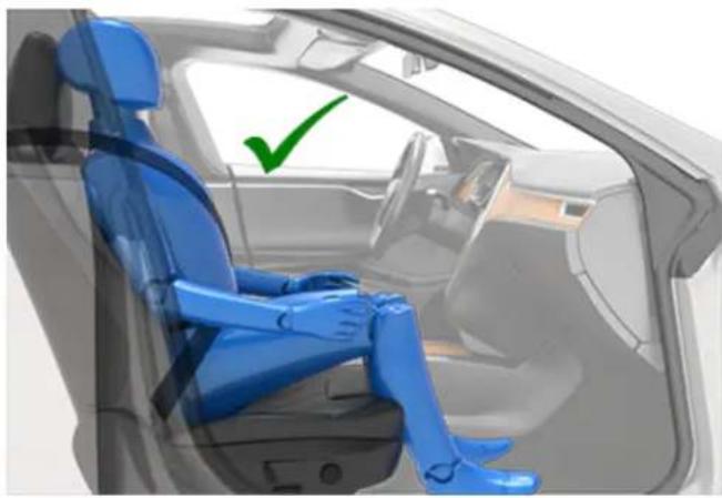 TESLA Model S (2012) - Exemples de passagers assis correctement et incorrectement - 1