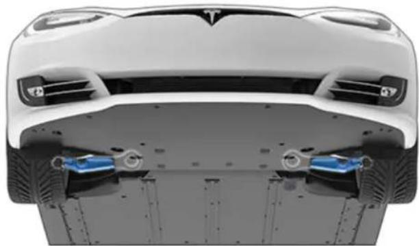 TESLA Model S (2012) - Tracter et charger sur une dépanneuse à plateau - sans anneau de remorquage - 3