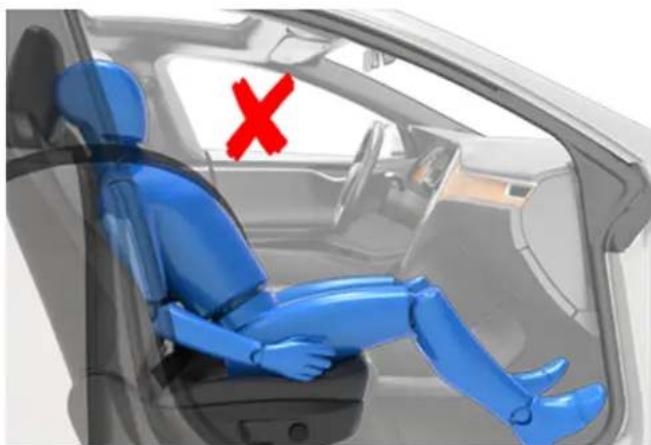 TESLA Model S (2012) - Exemples de passagers assis correctement et incorrectement - 3