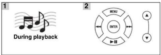 1 During playback 2 MENU ENTER ▶II