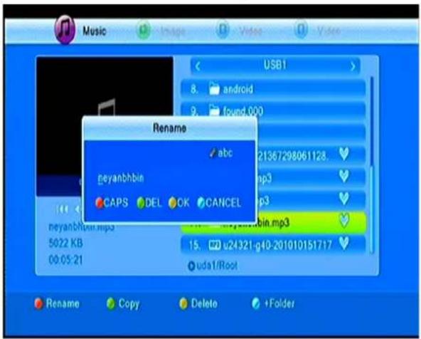 Music USB1 8. android 2. found,000 Rename geyanbhbin CAPS DEL OK CANCEL 21367298061128. mp3 p3 neyanbhbin.mp3 50:22 KB 00:05:21 u24321-g40-201010151717 udai/Root Rename Copy Delete +Folder