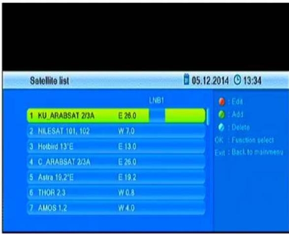 Engel Axil RS8100HD - Lista de satélites - 1