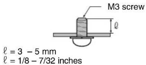 M3 screw ℓ ℓ = 3 - 5 mm ℓ = 1/8 - 7/32 inches