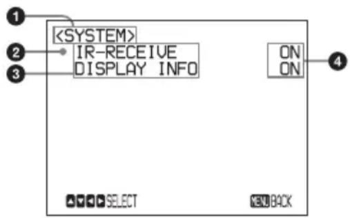 IR-RECEIVE DISPLAY INFO ON ON SELECT NEW BACK