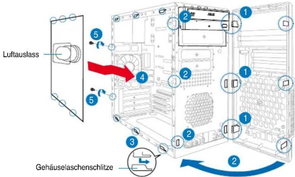 Luftauslass Gehäuselaschenschlitze