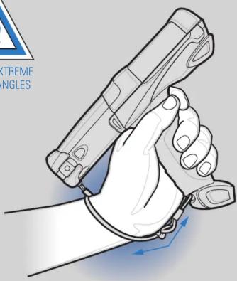 Illustration of a hand holding a handgun with motion arrows indicating movement (no text or symbols)