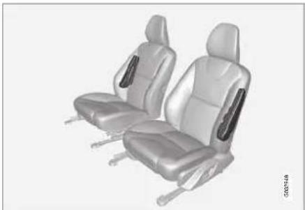 3D rendering of two silver car seats with black seat covers, shown from different angles (no text or symbols visible)